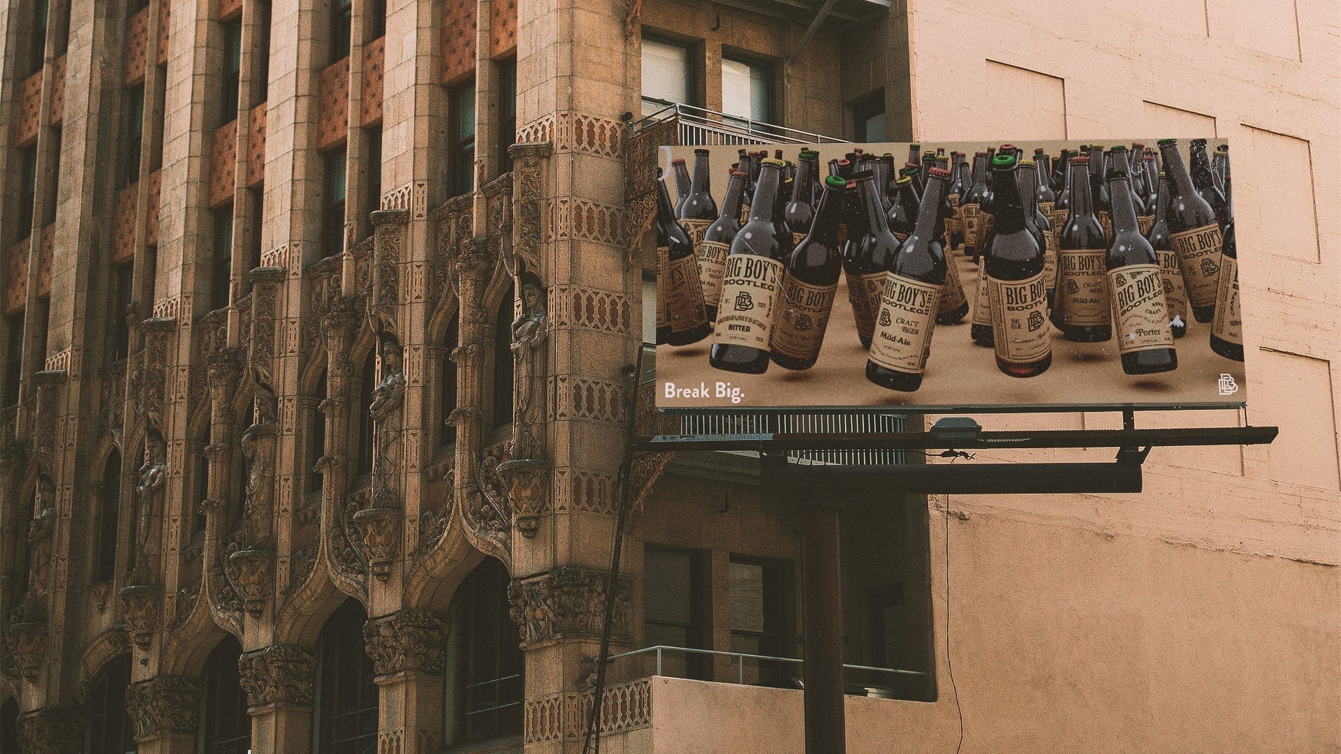 Abstract architectural detail showing vertical wooden siding on a building, possibly a barn or brewery.